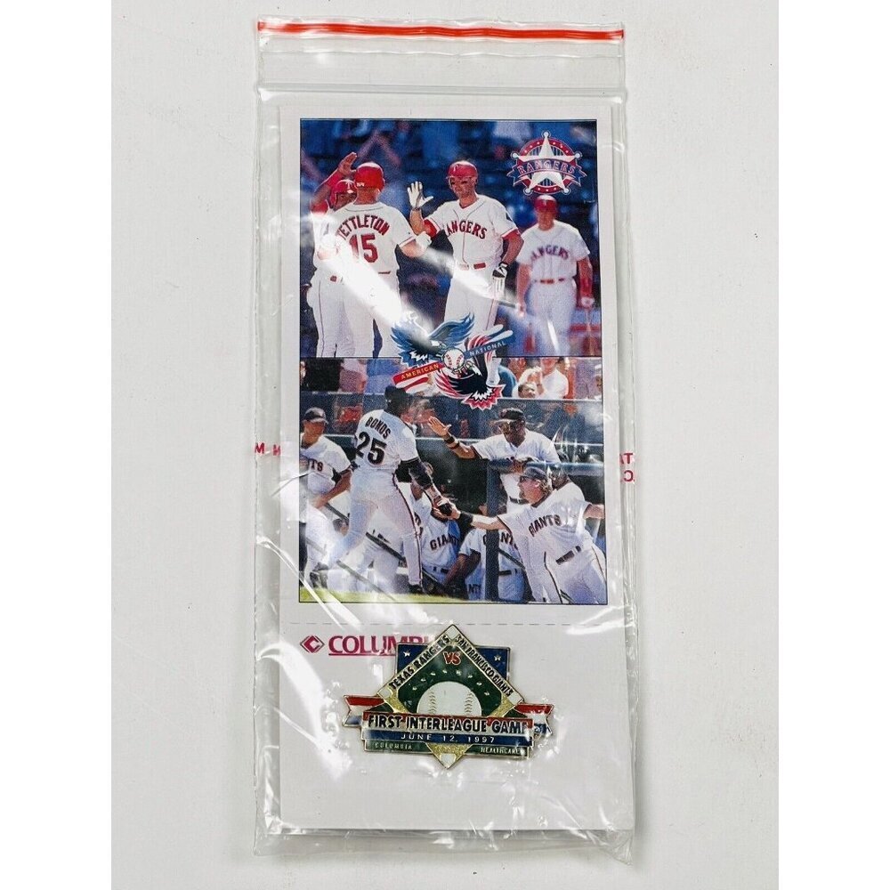 1997 First Interleague Game Texas Rangers vs. San Francisco Giants PINBACK Pin